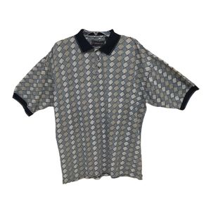 Pinnacle men's golf polo shirt size Large argyle diamond print cotton